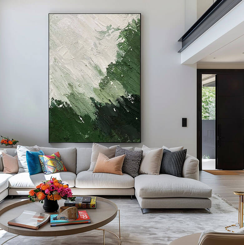 Green & White Impasto Painting | Textured Palette Knife Art #AA 044