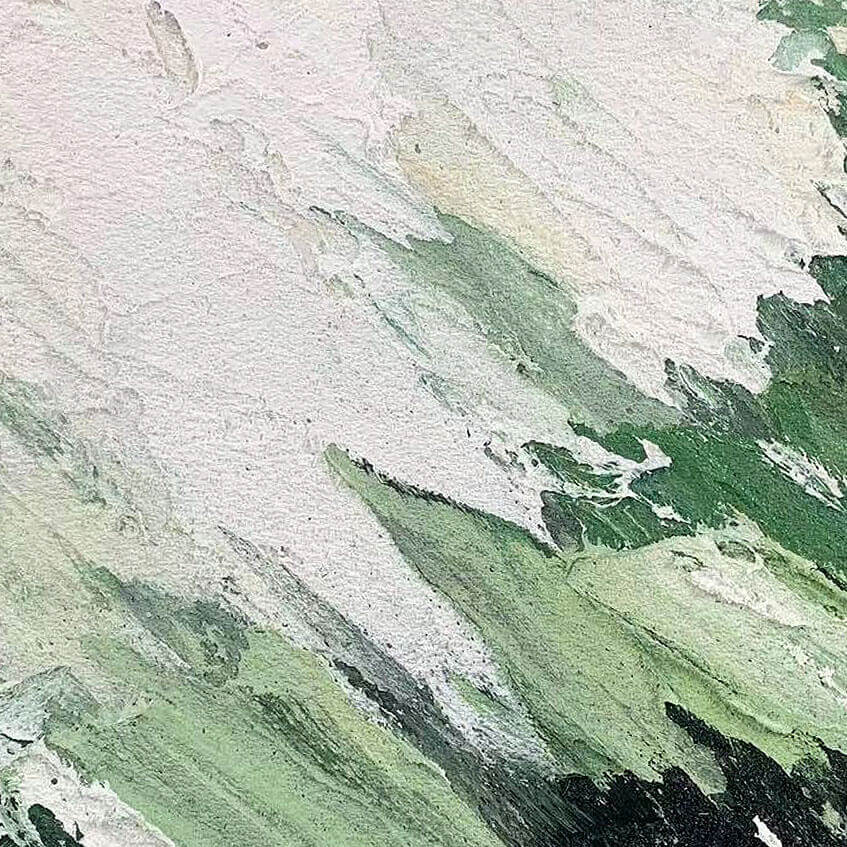 Green & White Impasto Painting | Textured Palette Knife Art #AA 044