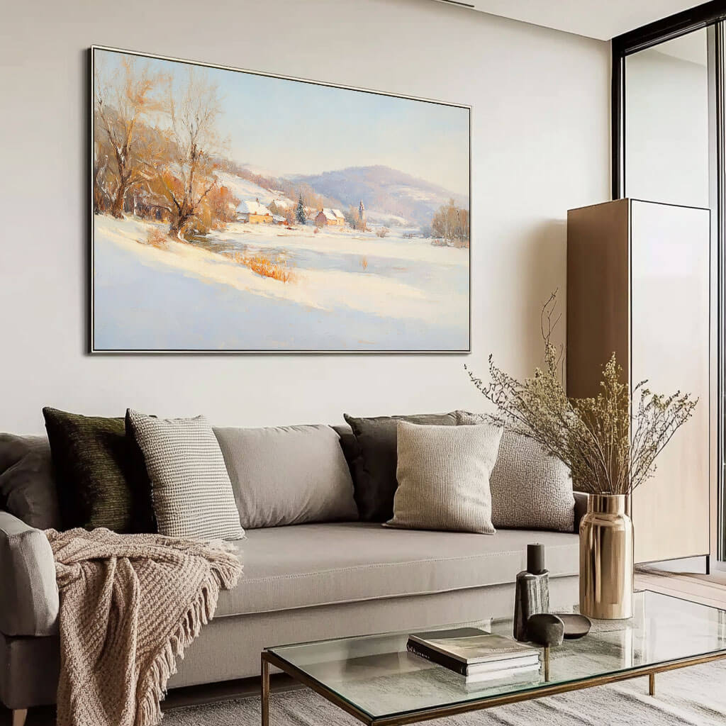 Winter Countryside Painting | Traditional Snow Scene Wall Art #AA 245