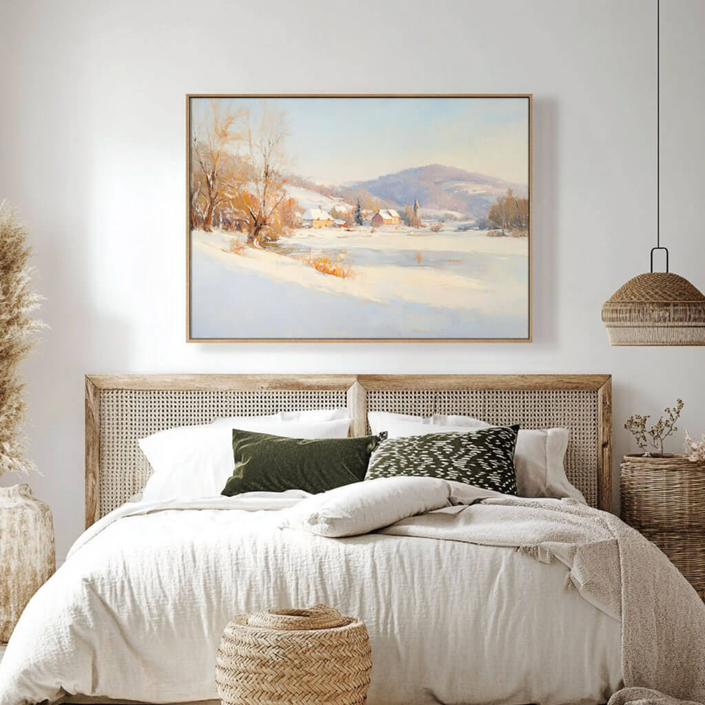 Winter Countryside Painting | Traditional Snow Scene Wall Art #AA 245