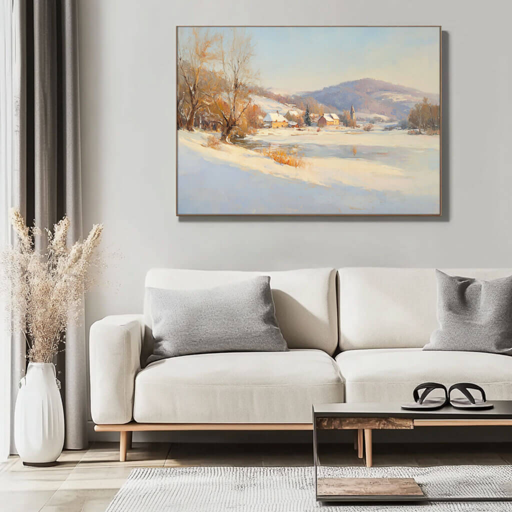 Winter Countryside Painting | Traditional Snow Scene Wall Art #AA 245