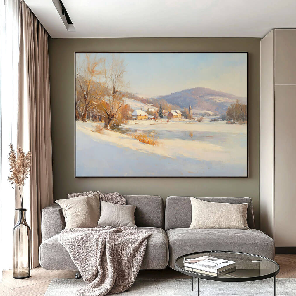 Winter Countryside Painting | Traditional Snow Scene Wall Art #AA 245