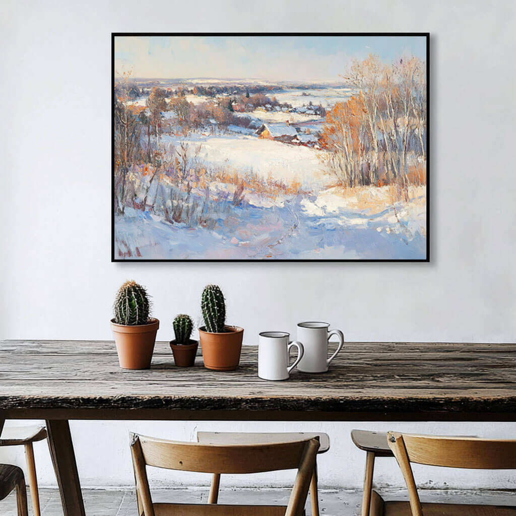 Winter Countryside Painting | Traditional Snow Scene Wall Art #AA 246