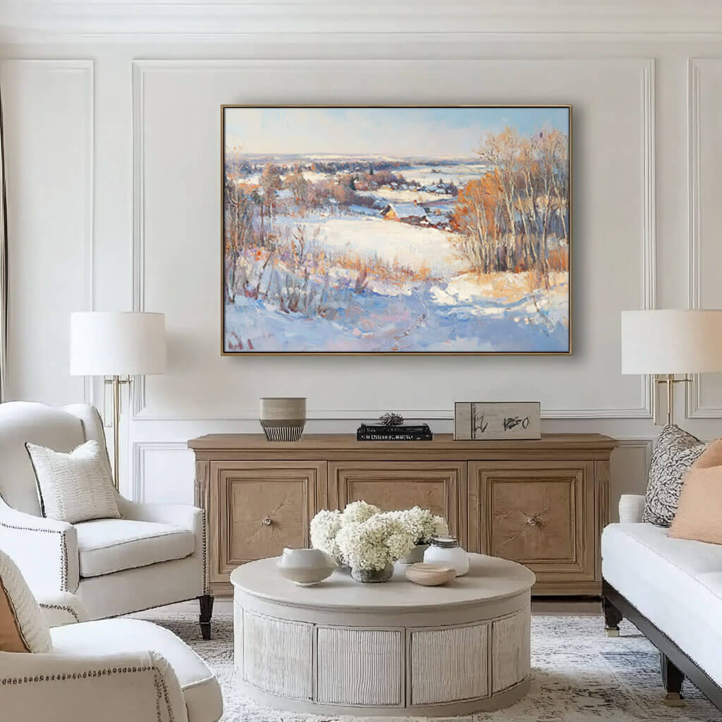 Winter Countryside Painting | Traditional Snow Scene Wall Art #AA 246
