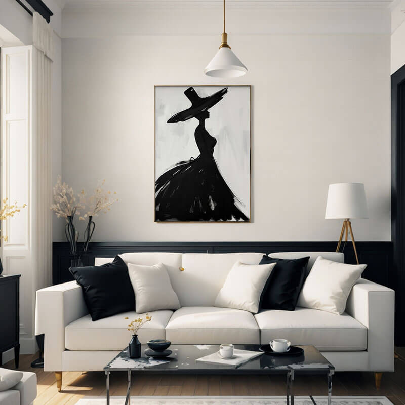 Black and White Fashion Woman Art | Elegant Lady Painting #AA 163