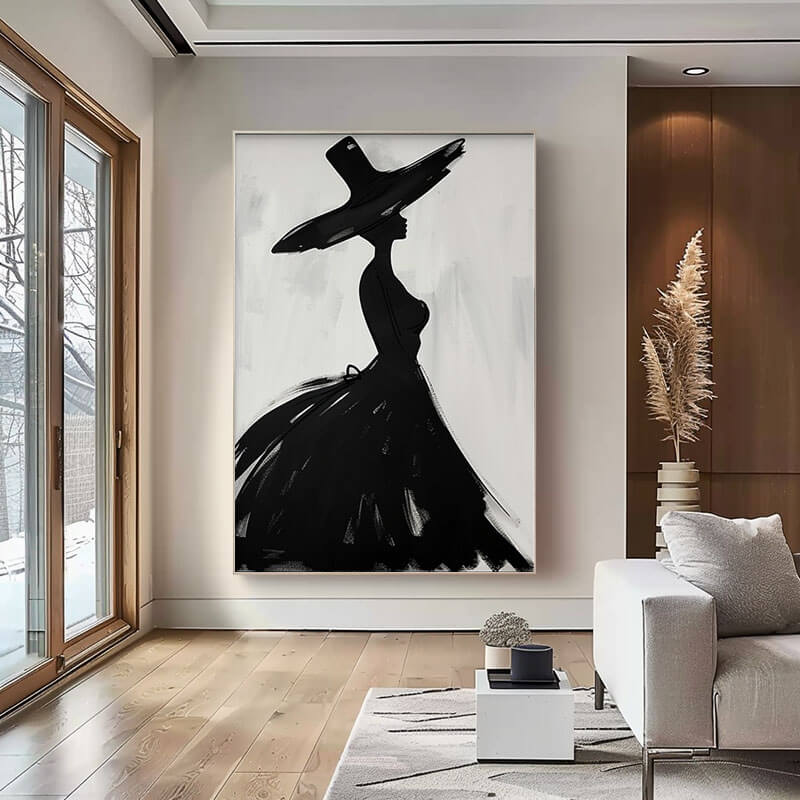 Black and White Fashion Woman Art | Elegant Lady Painting #AA 163