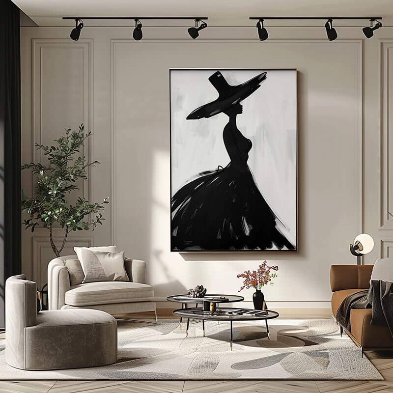 Black and White Fashion Woman Art | Elegant Lady Painting #AA 163