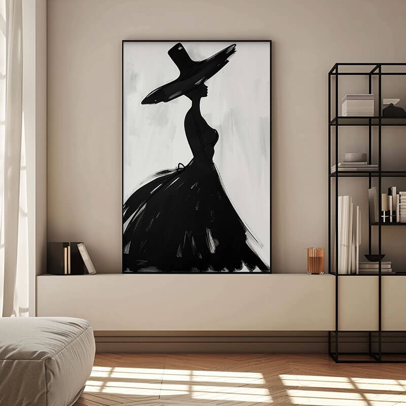 Black and White Fashion Woman Art | Elegant Lady Painting #AA 163