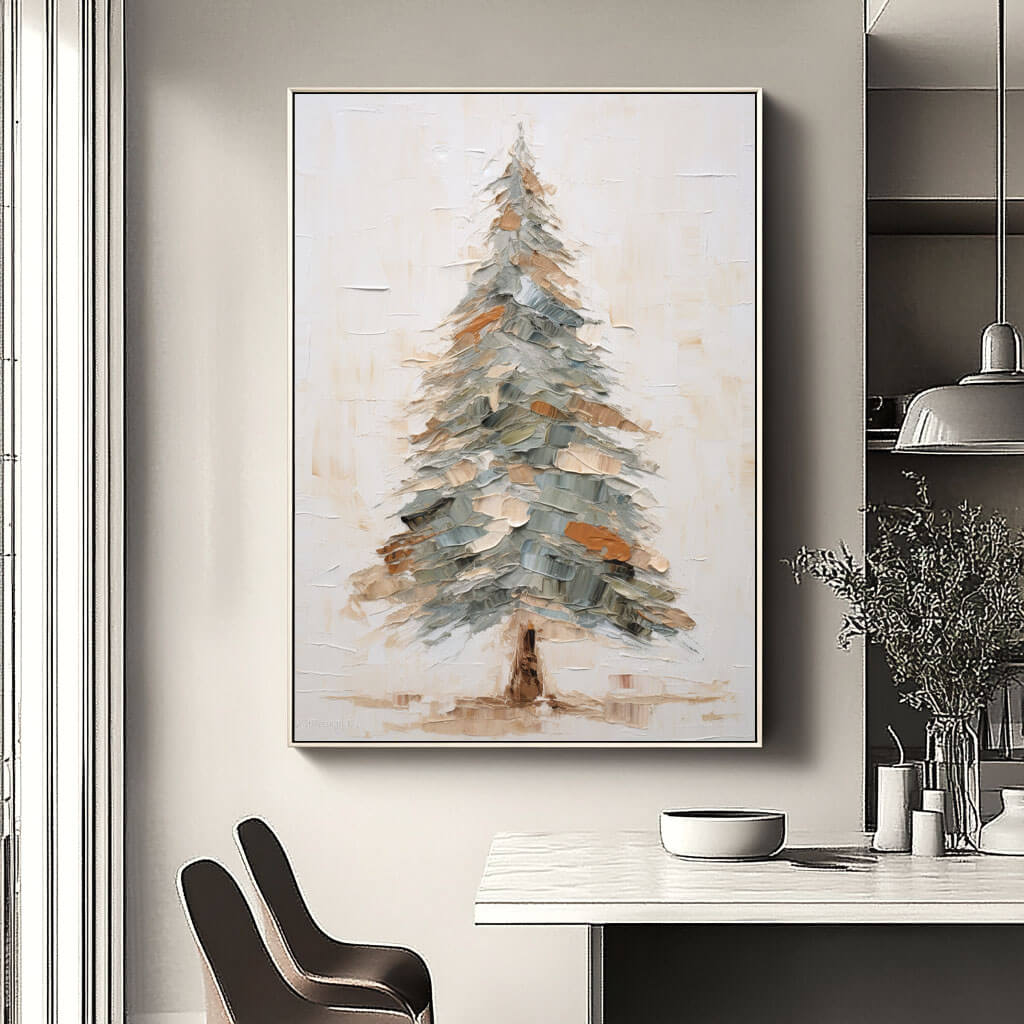 Minimalist Christmas Tree Art | Modern Holiday Wall Decor