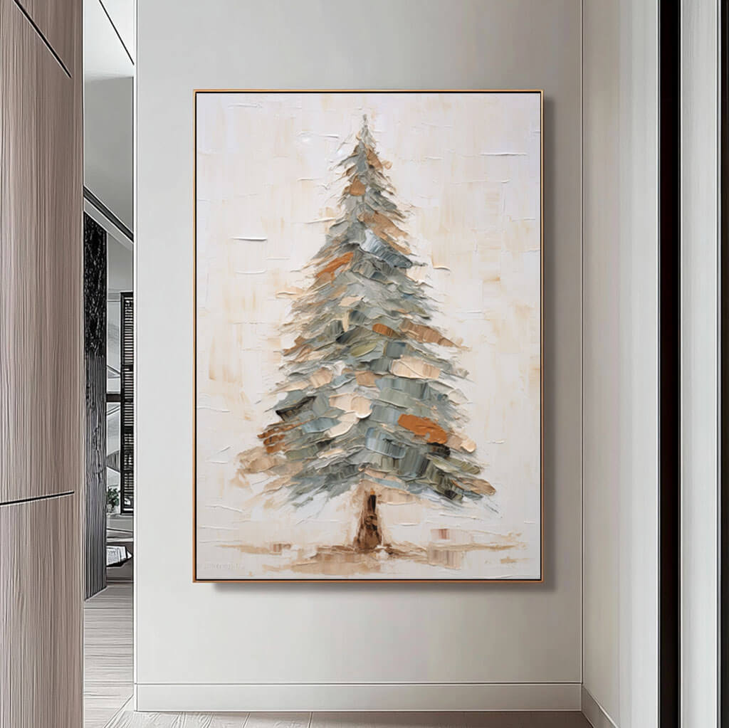 Textured Pine Tree Painting | Palette Knife Impasto Art #AA 269