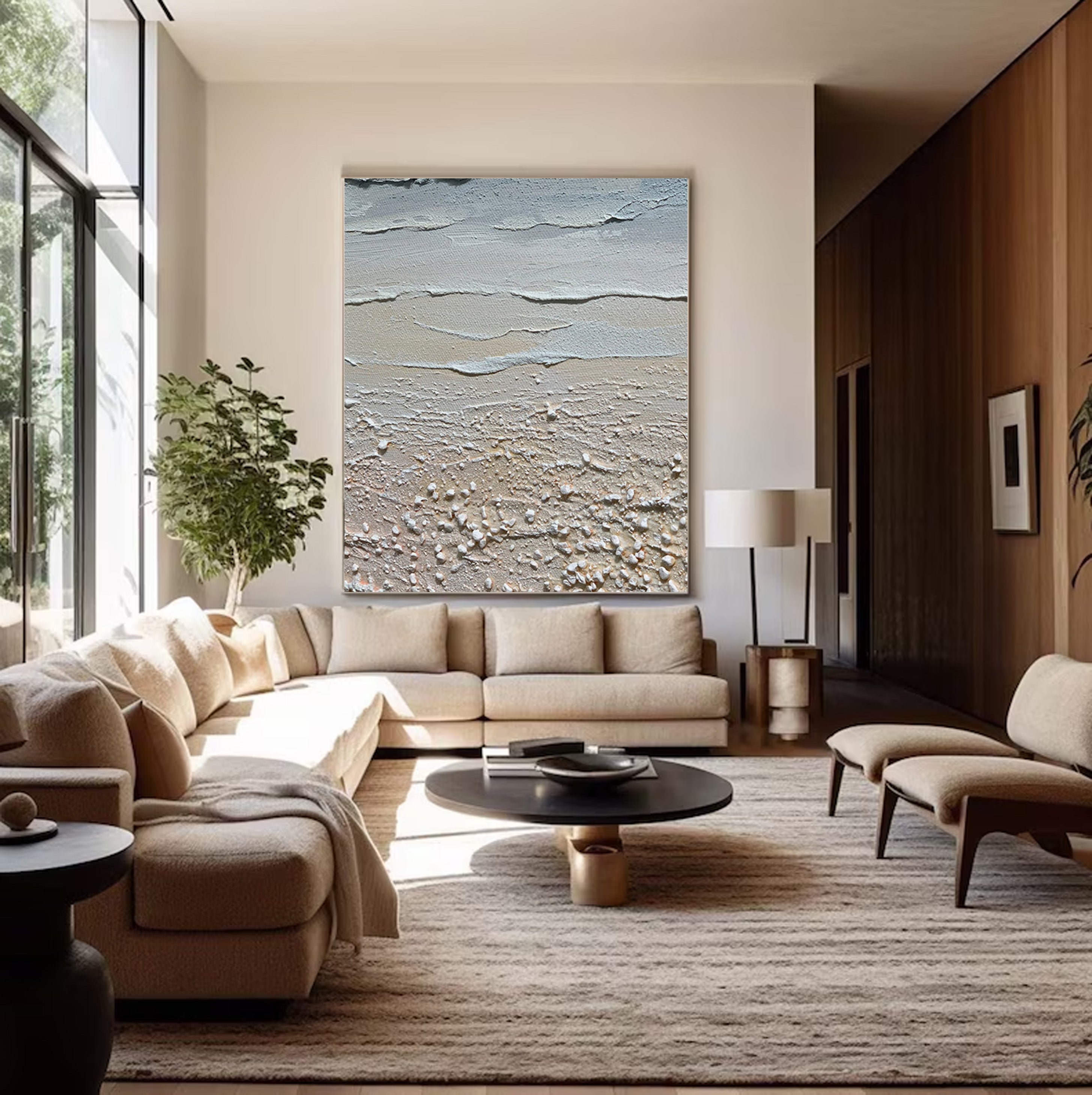 3D Textured Coastal Art | Sand and Sea Abstract Painting #JJ 068