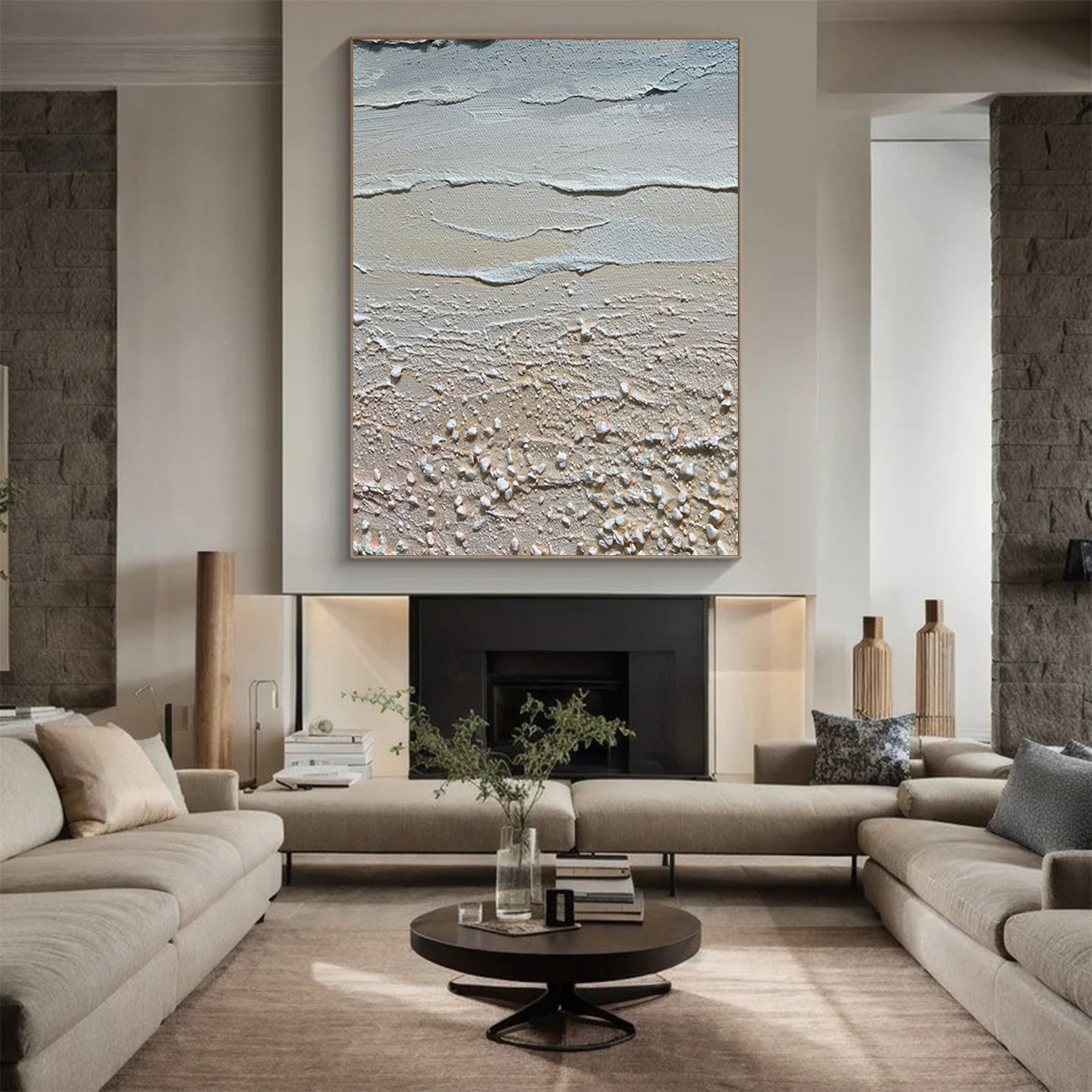 3D Textured Coastal Art | Sand and Sea Abstract Painting #JJ 068