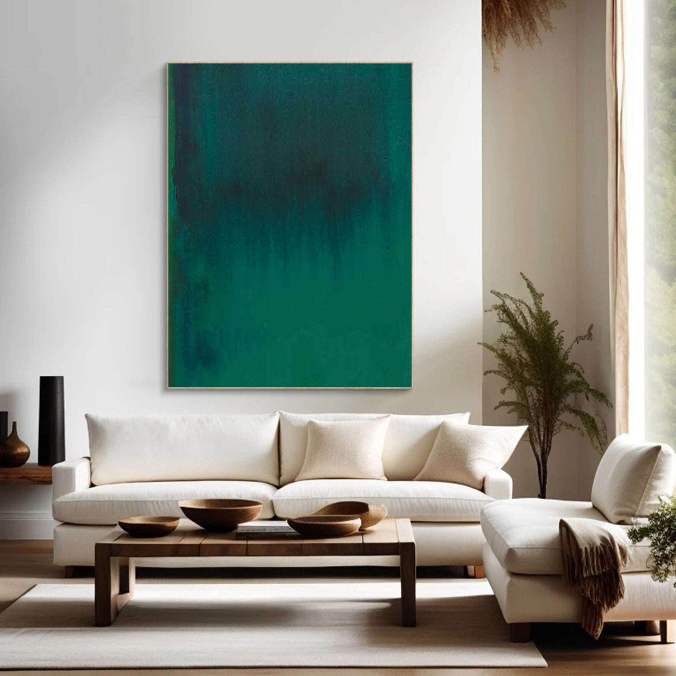Minimalist Green Abstract Art | Modern Ombre Canvas Wall Decor #JJ 064