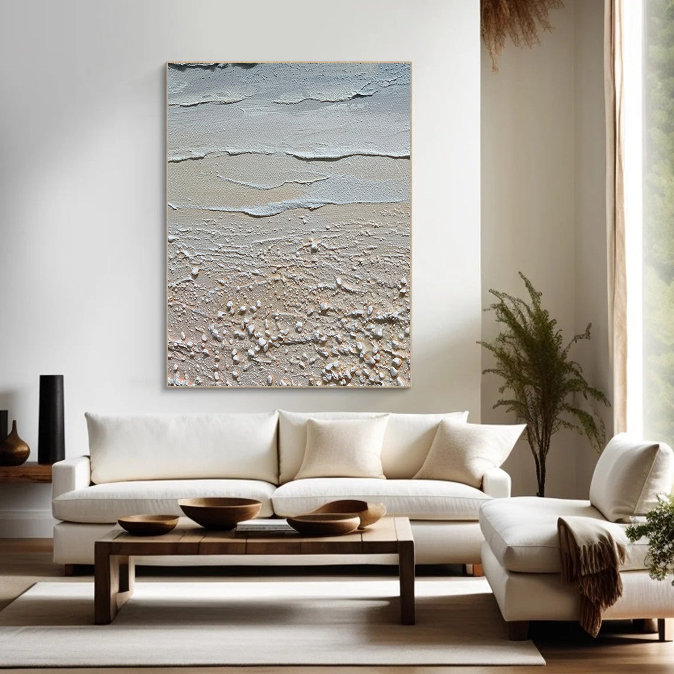 3D Textured Coastal Art | Sand and Sea Abstract Painting #JJ 068