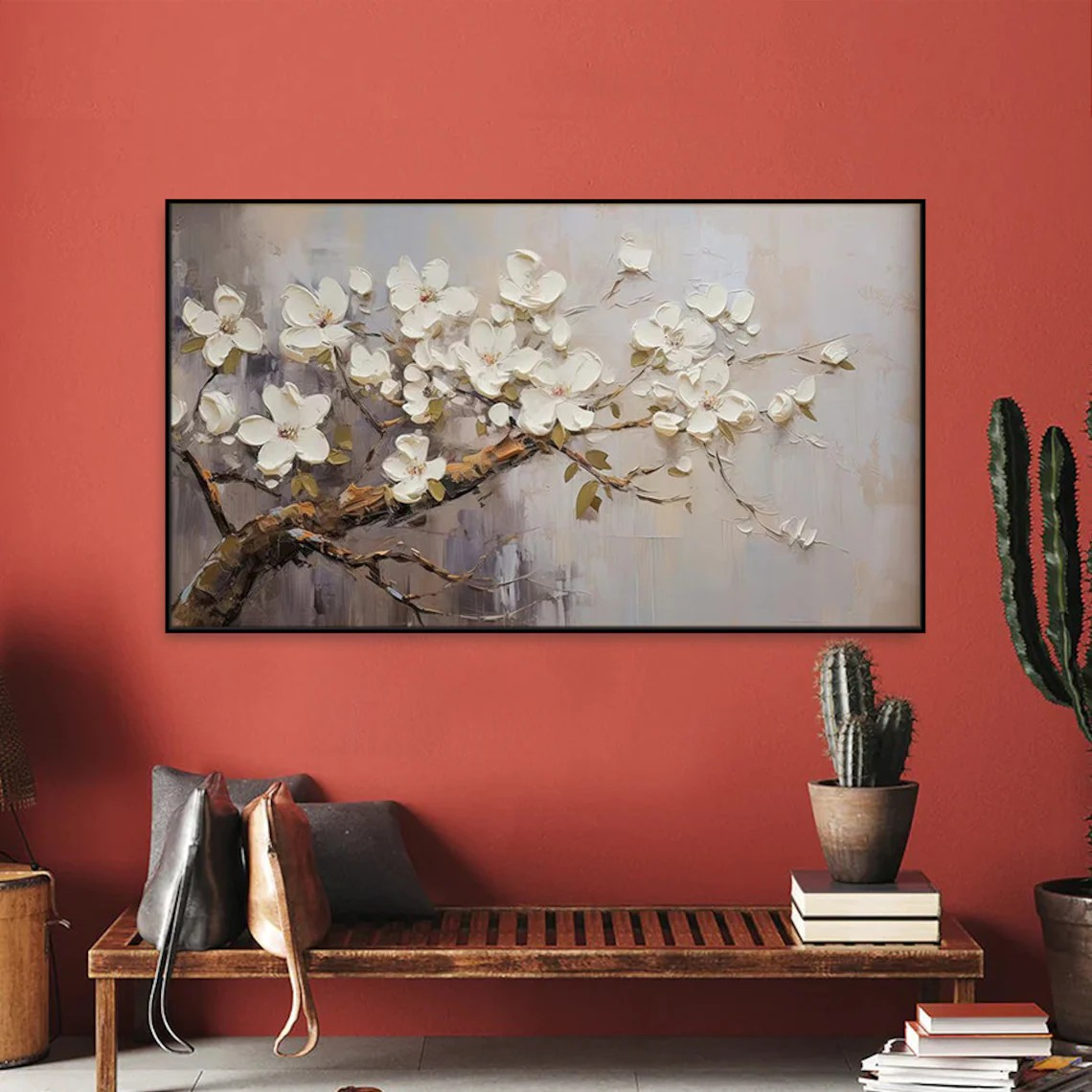 Handmade Flower Oil Painting - Modern Botanical Art #TC 092