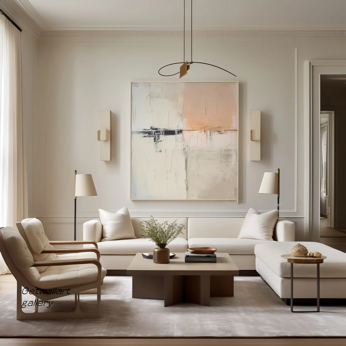 Minimalist Abstract Neutral Tones Canvas Art | Textured #TC 106