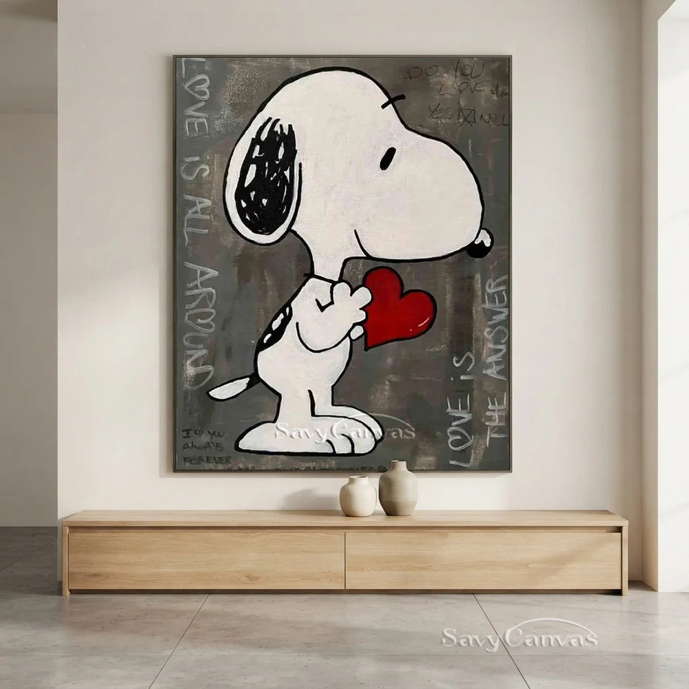 Pop Art Gray Snoopy Hand-painted Canvas #SS 261