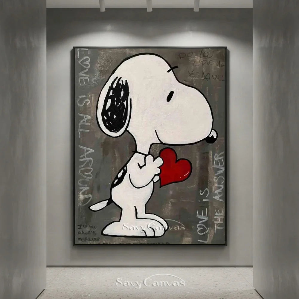 Pop Art Gray Snoopy Hand-painted Canvas #SS 261