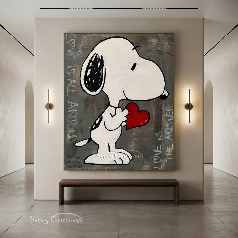 Pop Art Gray Snoopy Hand-painted Canvas #SS 261