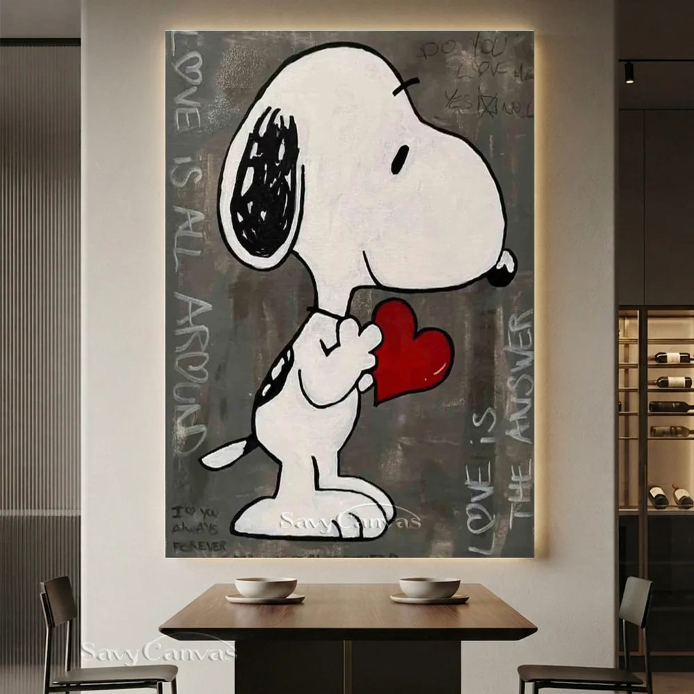 Pop Art Gray Snoopy Hand-painted Canvas #SS 261