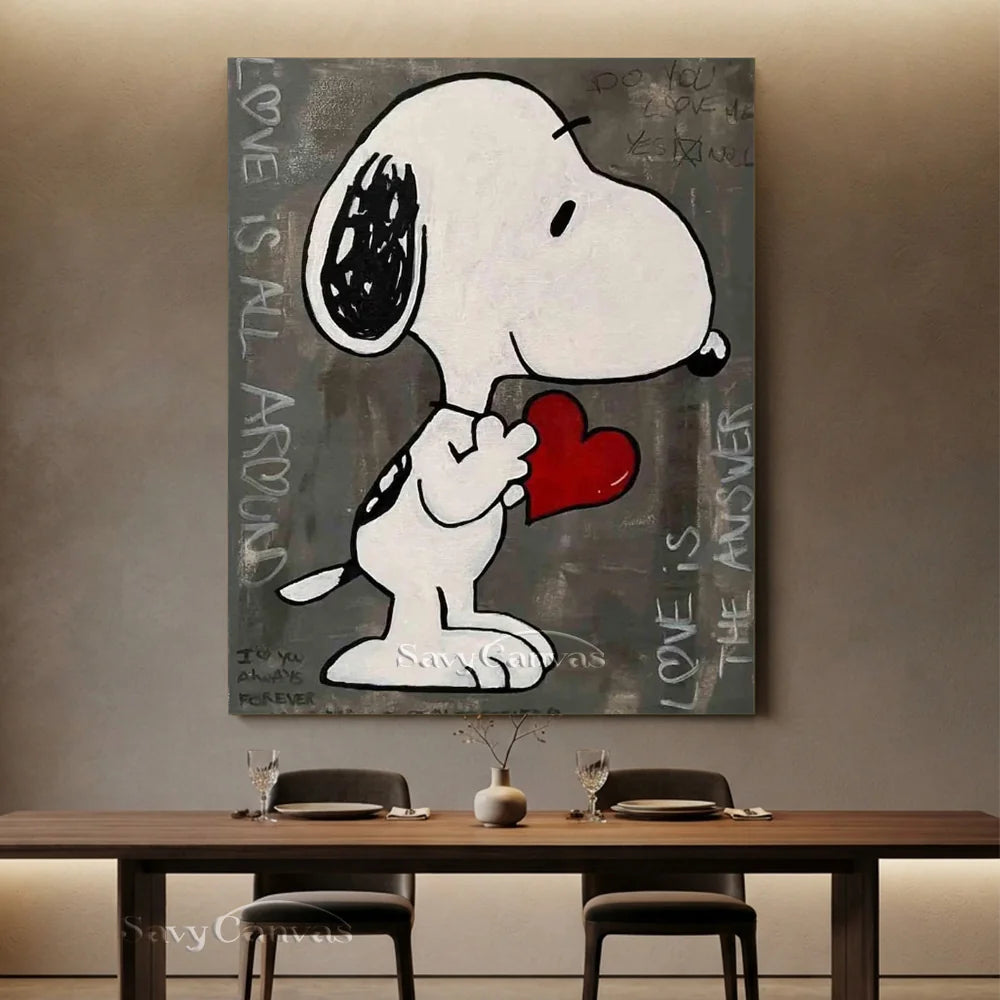 Pop Art Gray Snoopy Hand-painted Canvas #SS 261