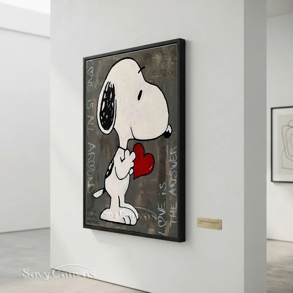 Pop Art Gray Snoopy Hand-painted Canvas #SS 261
