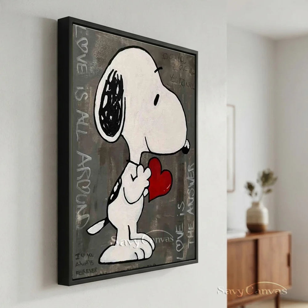 Pop Art Gray Snoopy Hand-painted Canvas #SS 261