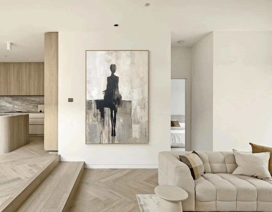 Abstract Figure Painting | Black & White Wall Art #TC 105