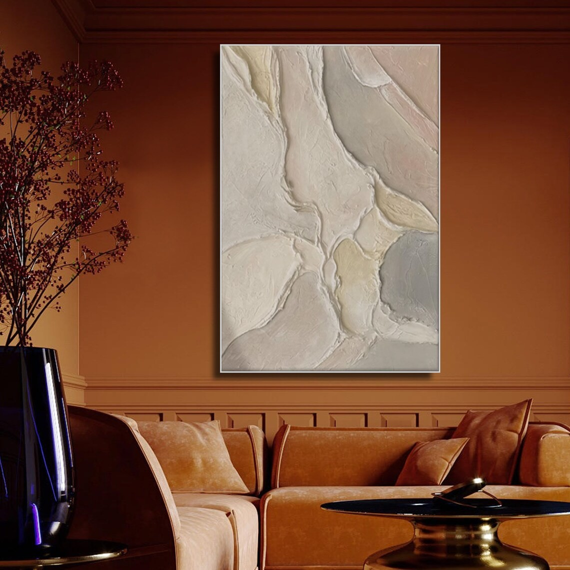 Neutral Abstract Textured Painting - Handmade Wall Art #TC 091