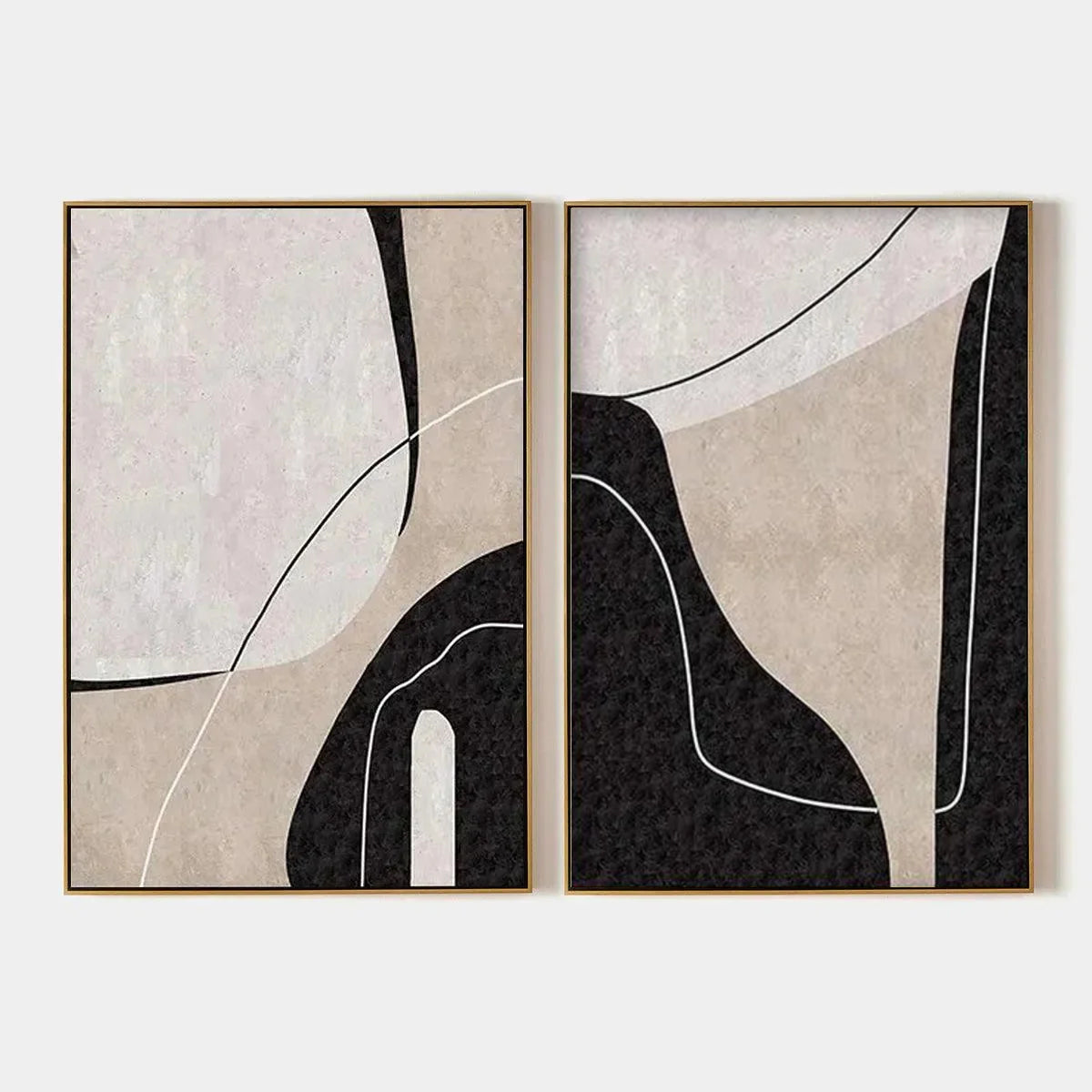 Black & Beige Abstract Art Set | Minimalist Wall Decor #AA 187