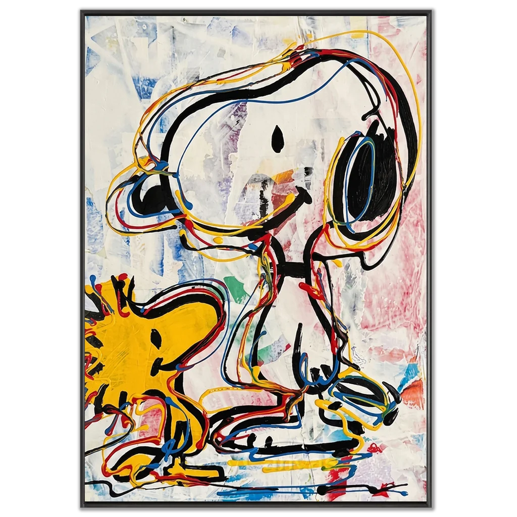 Pollock Art Snoopy Oil Painting, Colorful Cartoon Canvas Wall Art #SS 374