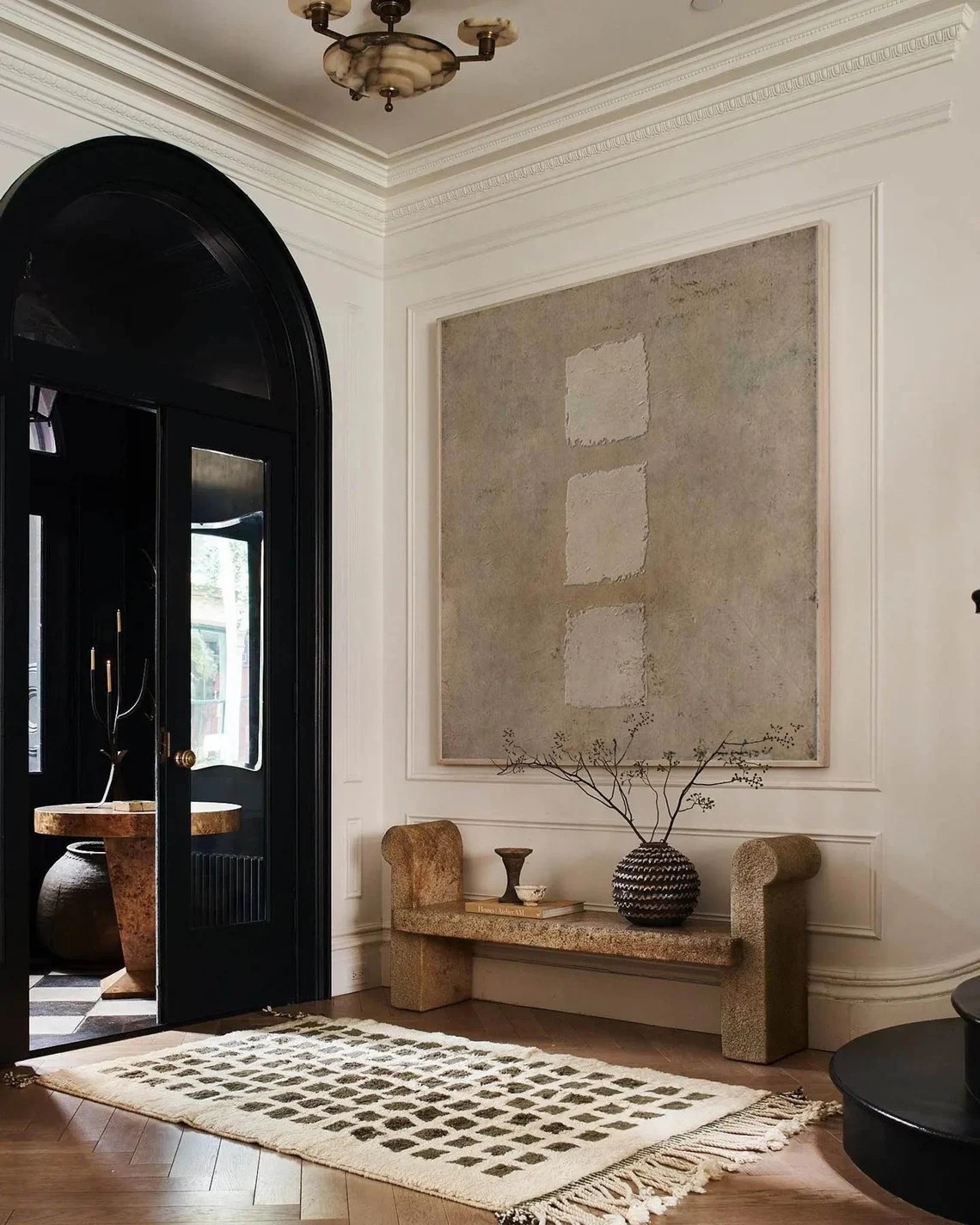 Neutral Beige Abstract Square Art – Handcrafted Canvas Painting #JJ 006