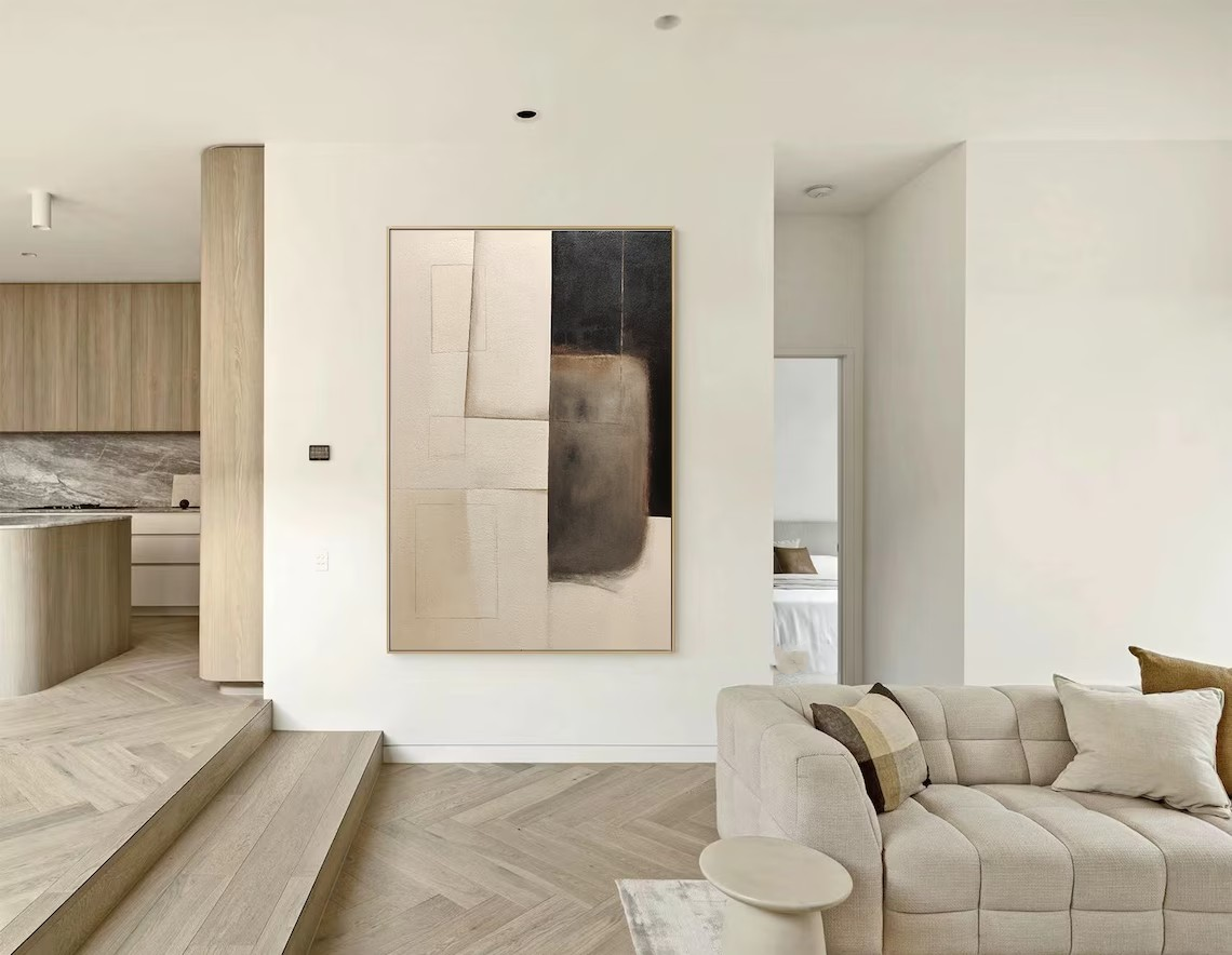 Original Abstract Geometric  Wall Decor in Neutral Colors