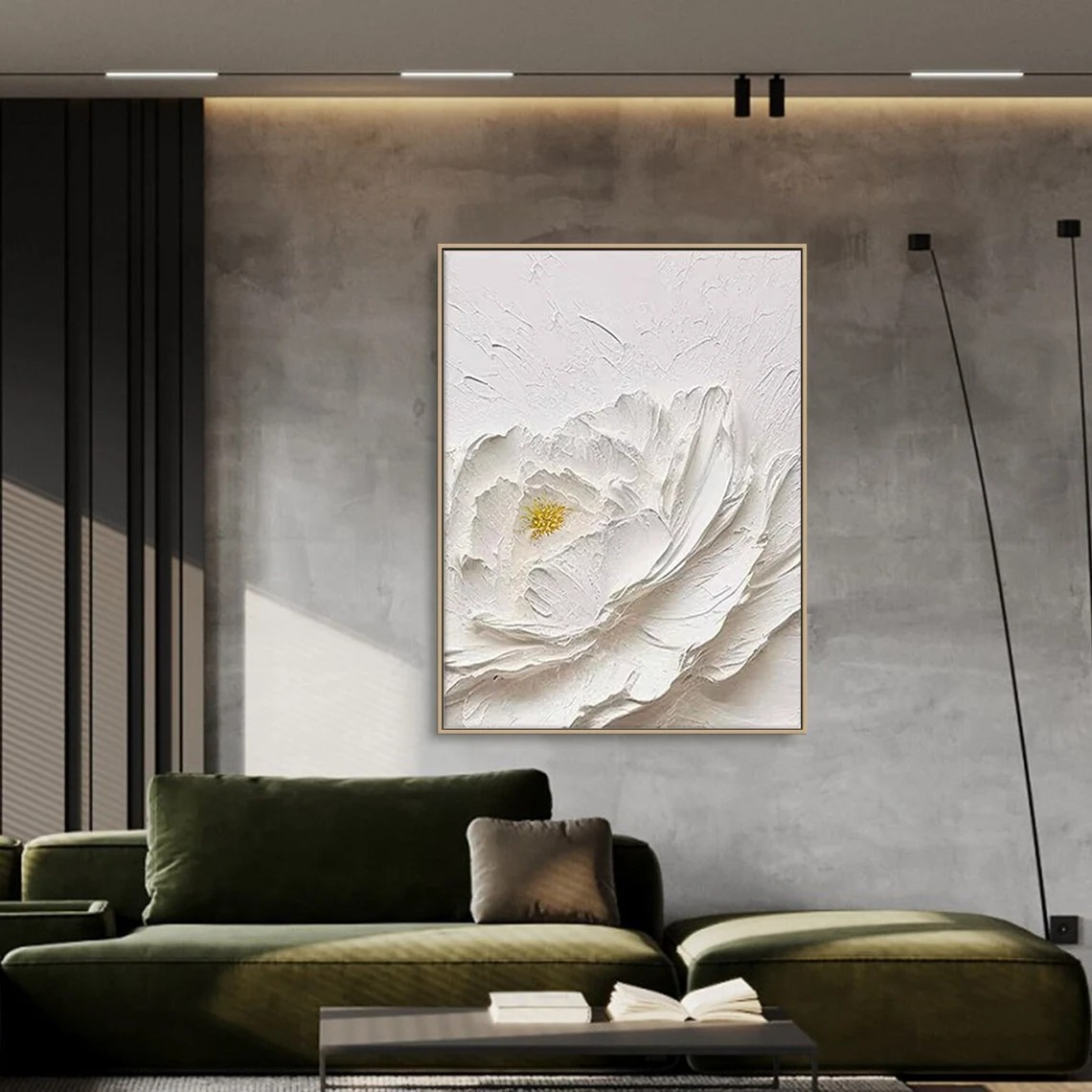 Textured White Flower Painting | Impasto Floral Wall Art #TC 078