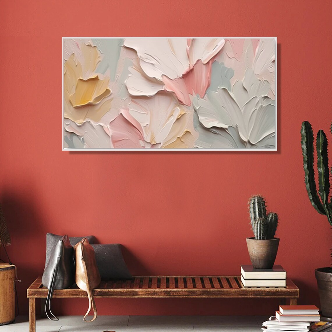 Modern Abstract Floral Art - Textured Pastel Painting