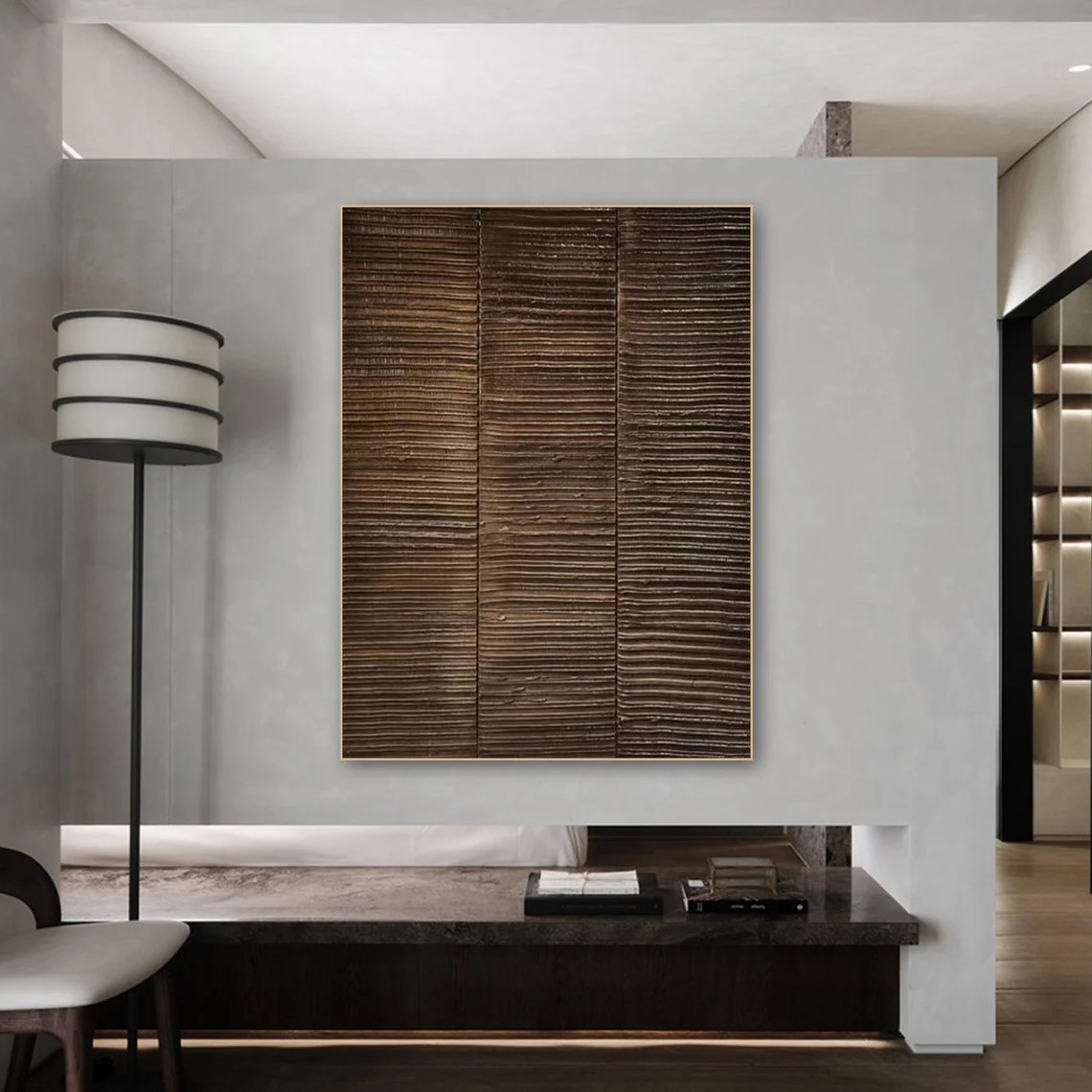 Handmade Abstract Brown Textured Canvas Wall Art #TC 085