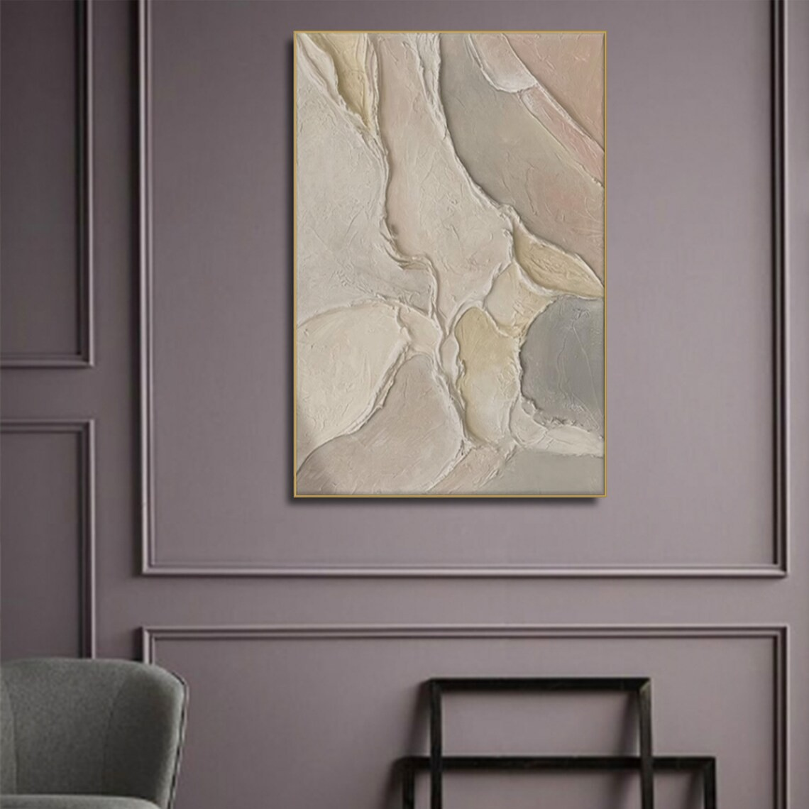 Neutral Abstract Textured Painting - Handmade Wall Art #TC 091