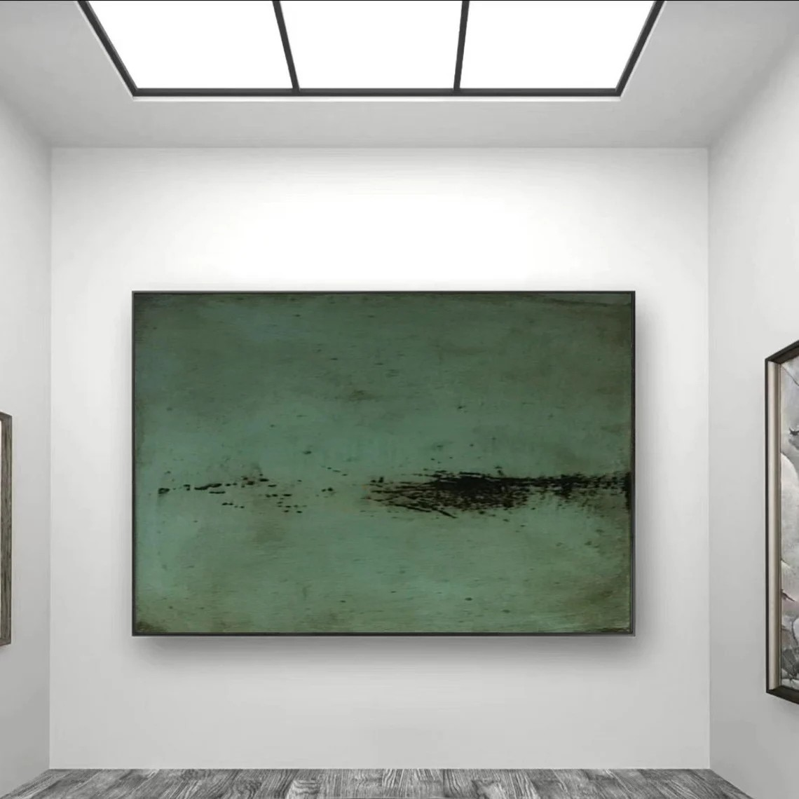 Minimalist Green Abstract Oil Painting Wall Art for Modern Decor #TC 031