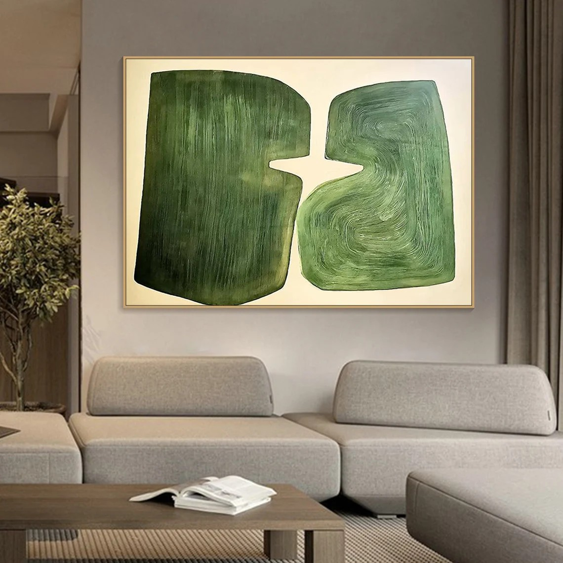 Handmade Green Abstract Canvas Art for Home Decor#TC 079