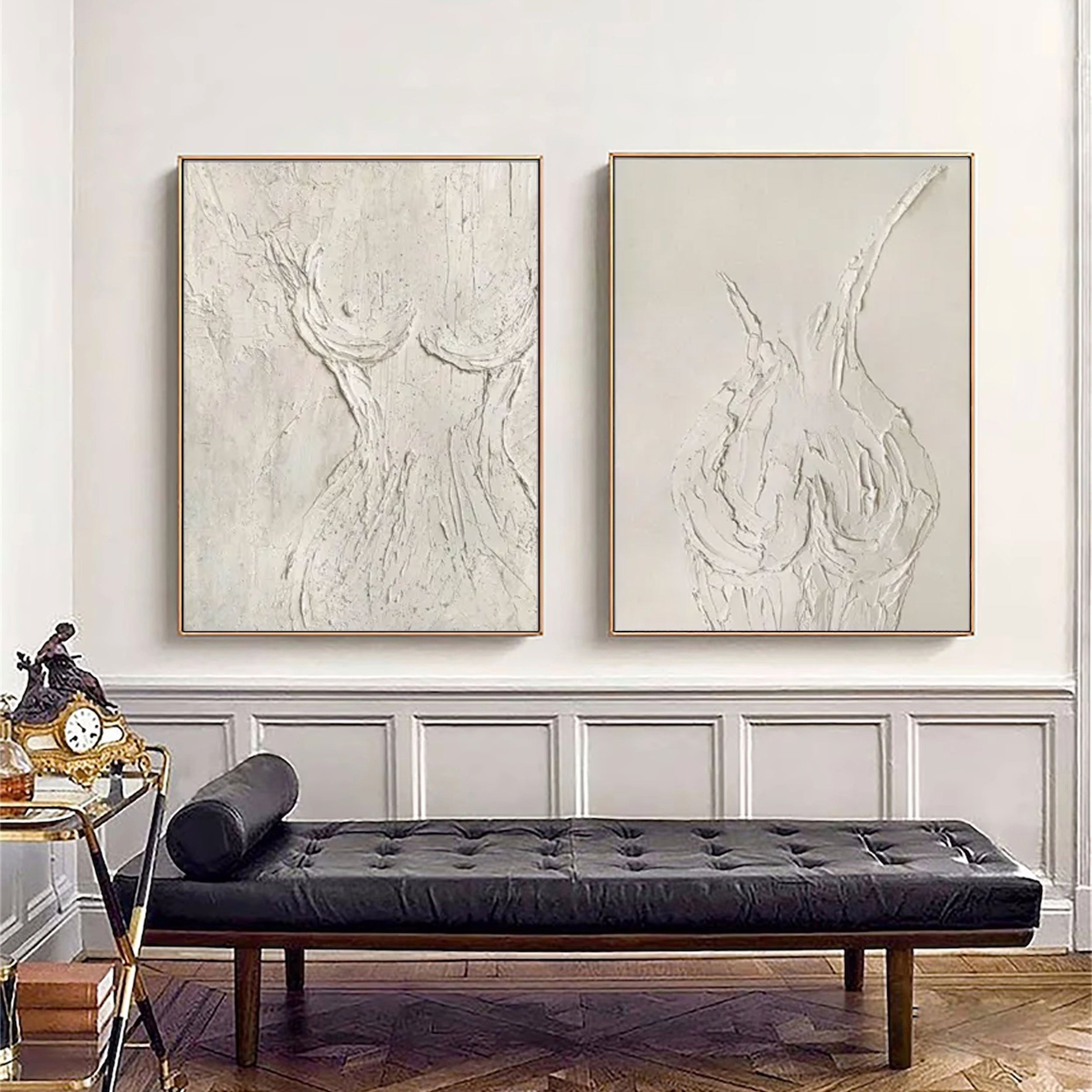 Textured Abstract Female Form Wall Art | 2 Piece Neutral Canvas Set #ZZ 204