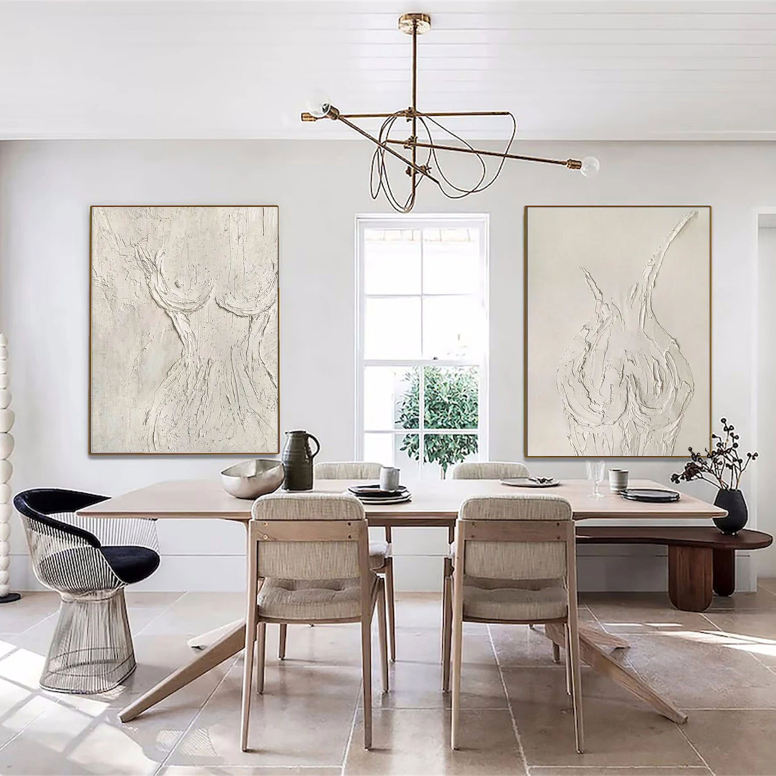 Textured Abstract Female Form Wall Art | 2 Piece Neutral Canvas Set #ZZ 204