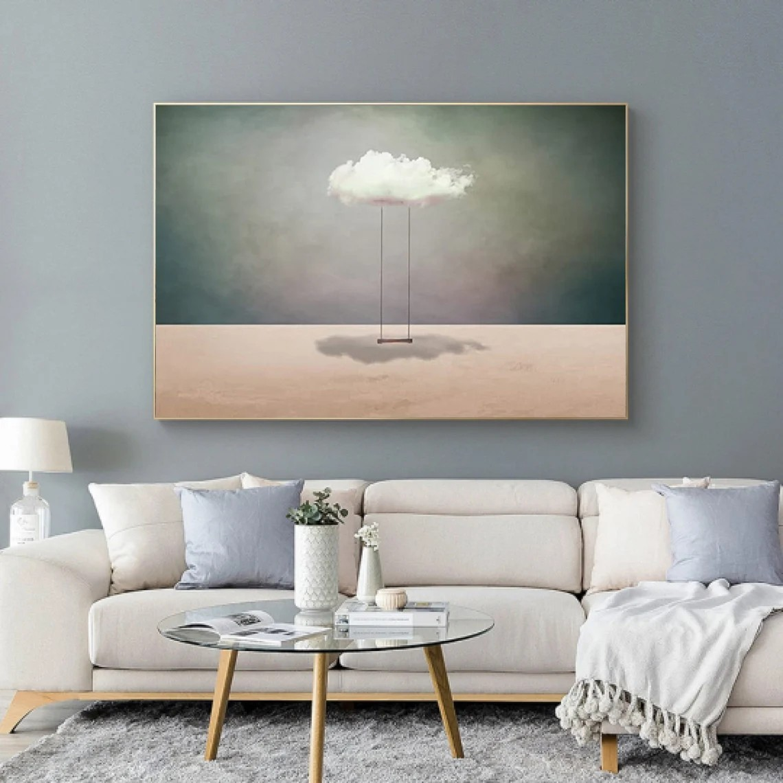 Atmospheric Cloud Art | Minimalist Surreal Painting for modern interiors #TC 044