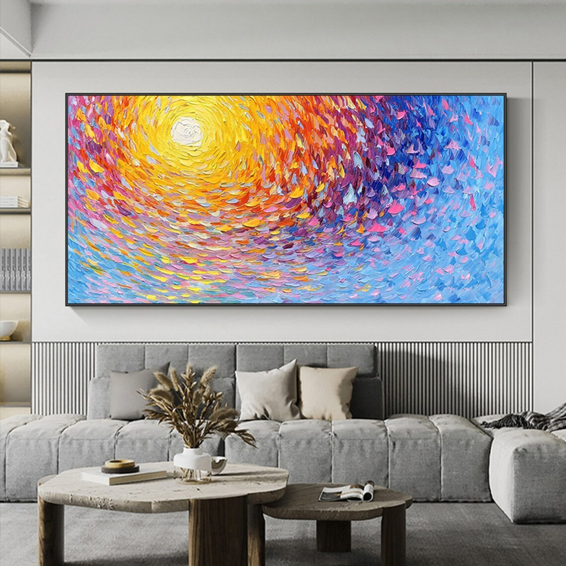 Light Burst Abstract Oil Painting - Vibrant Swirling Colors #JJ 034