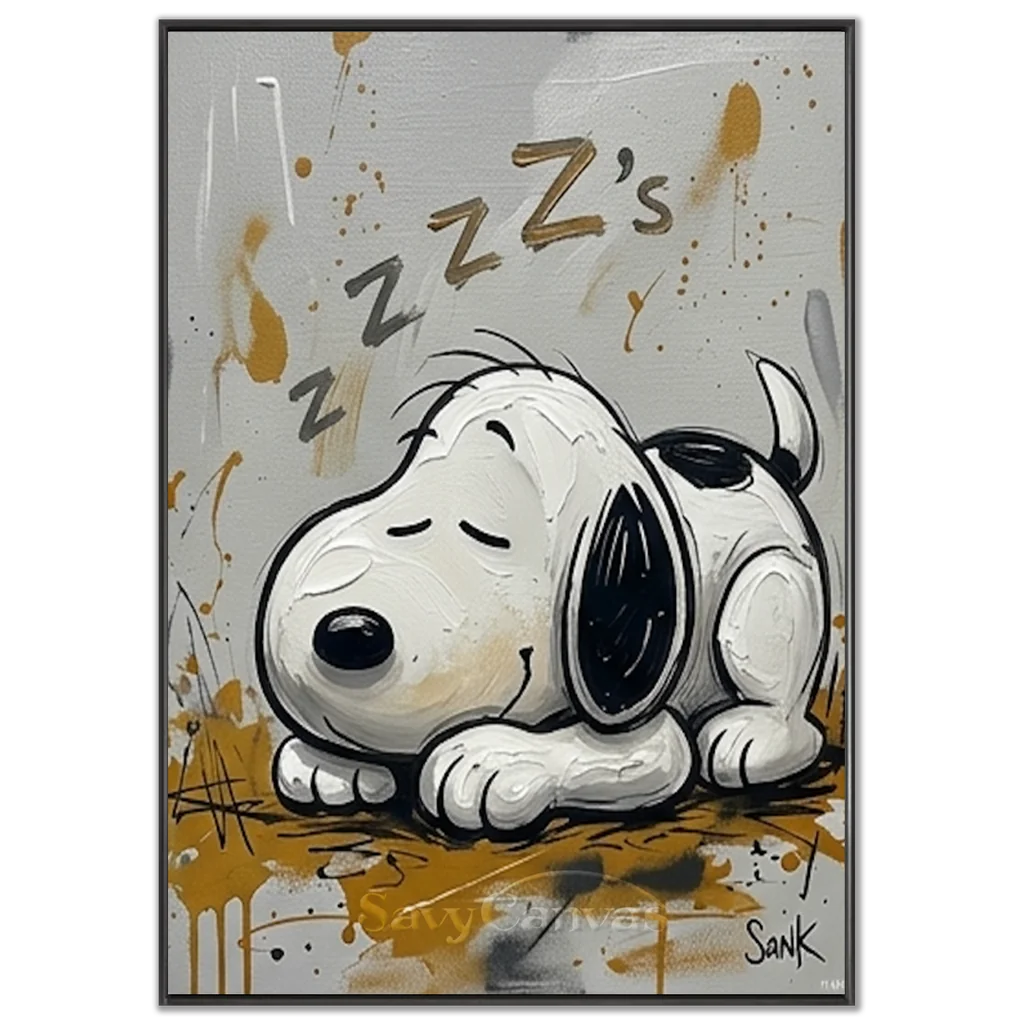 Pop Art Snoopy Oil Painting, Sleeping Cartoon Wall Art #SS 376