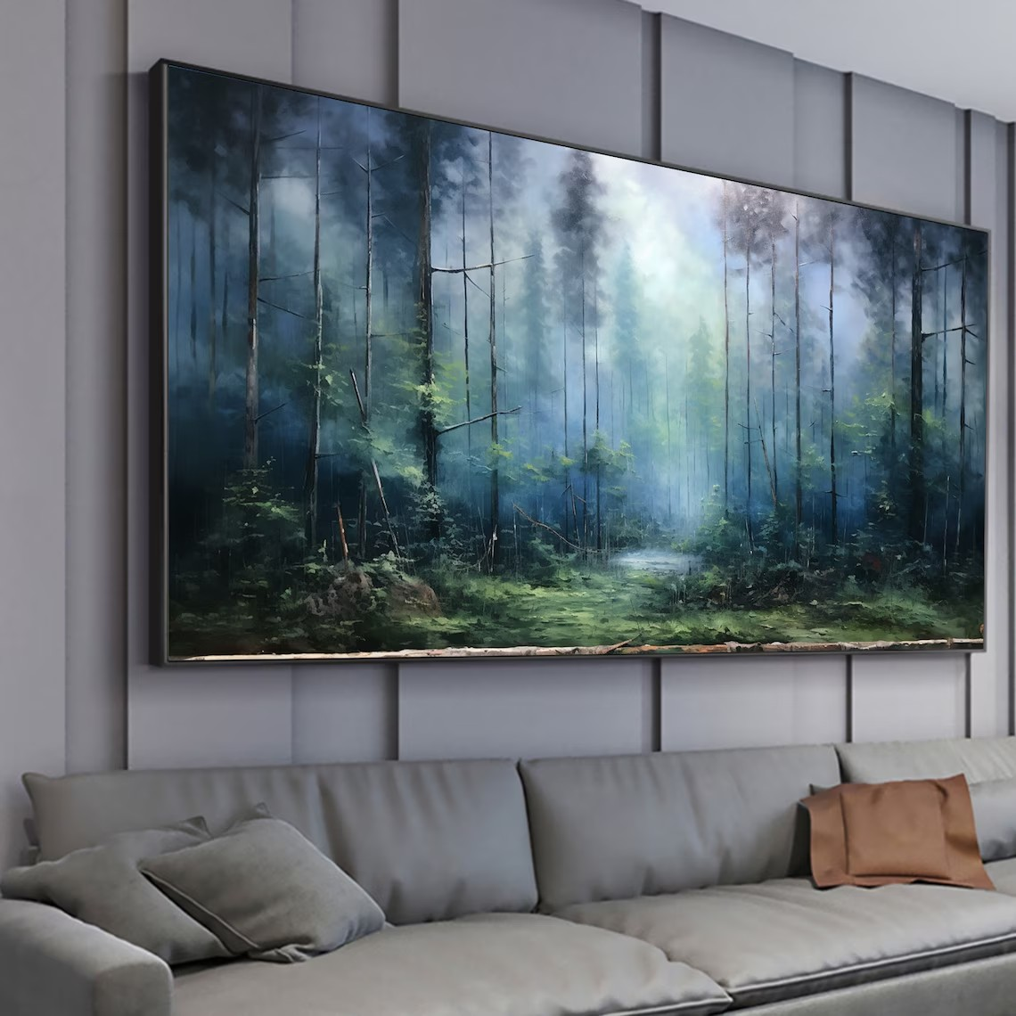 Panoramic Misty Forest Abstract Oil Painting - Long Wall Art #JJ 033