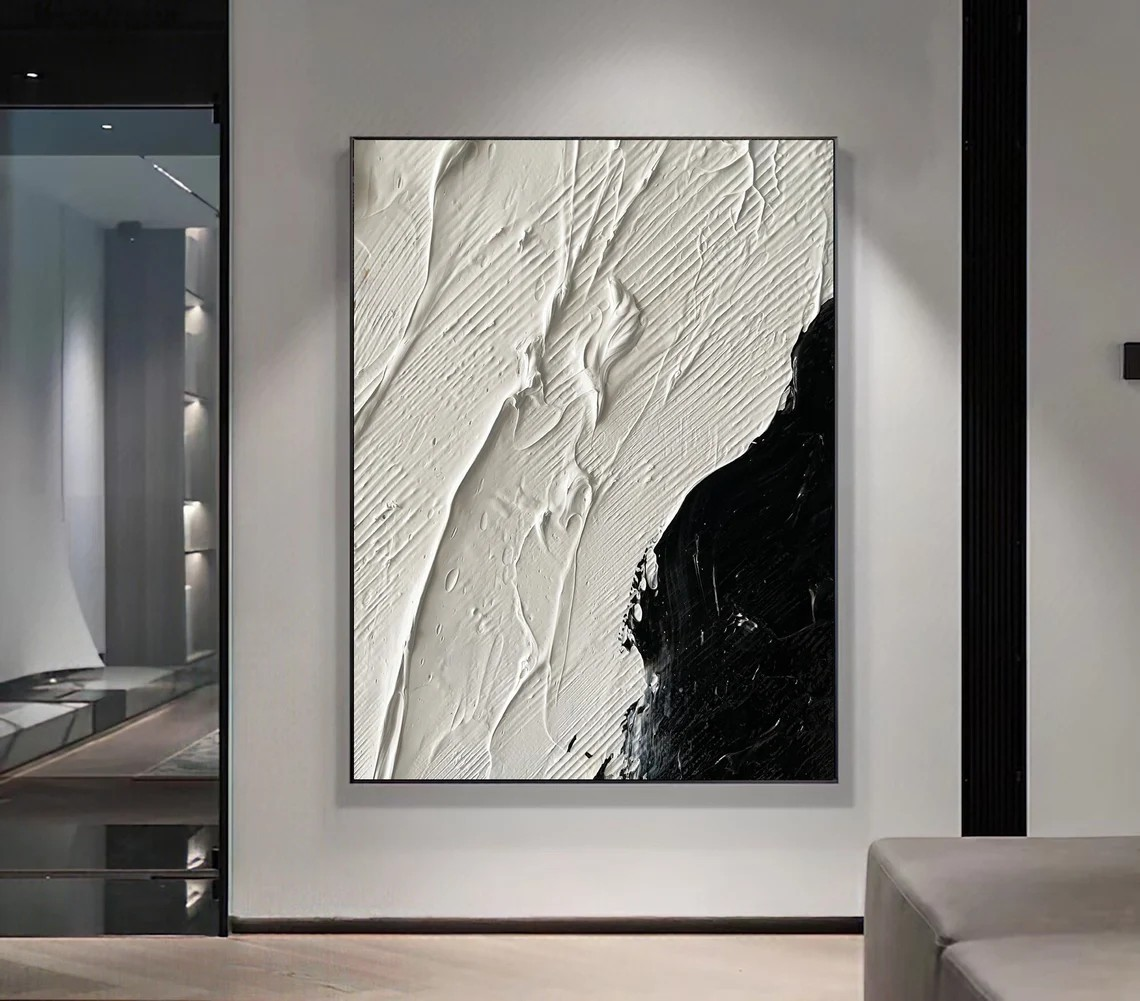 Minimalist Black & White Textured Abstract - Bold Oil Gift