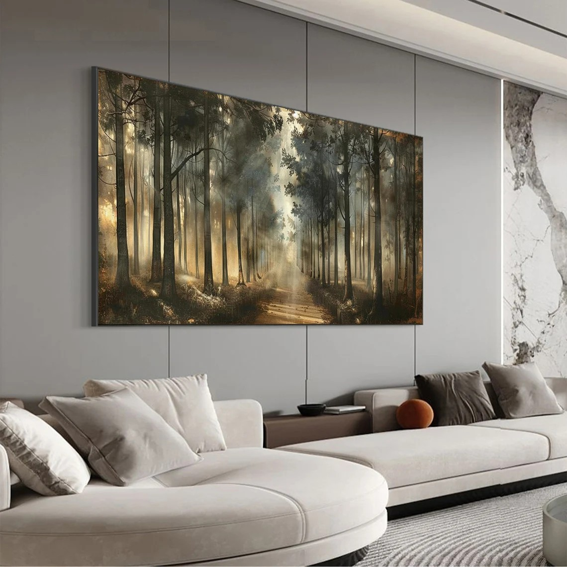 Forest Path Abstract Oil Painting - Sun-Drenched Woodland #JJ 041