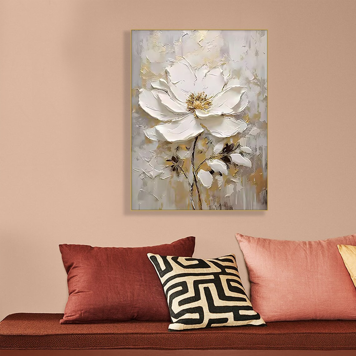 Handmade Textured Flower Painting | Vertical Decor #TC 100