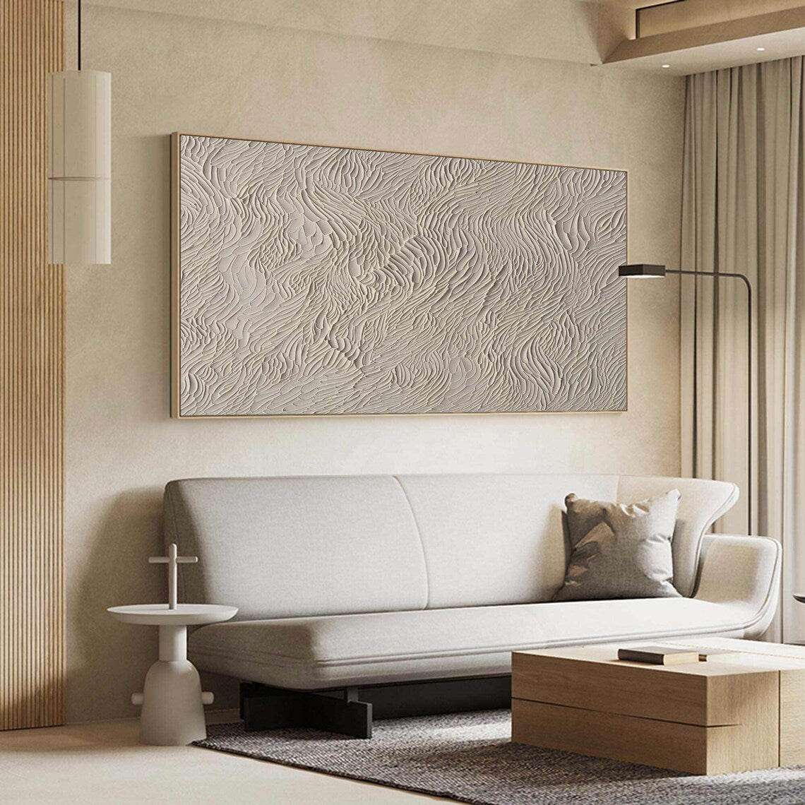Large White Art - Textured Abstract Wall Painting for Decor #TC 052