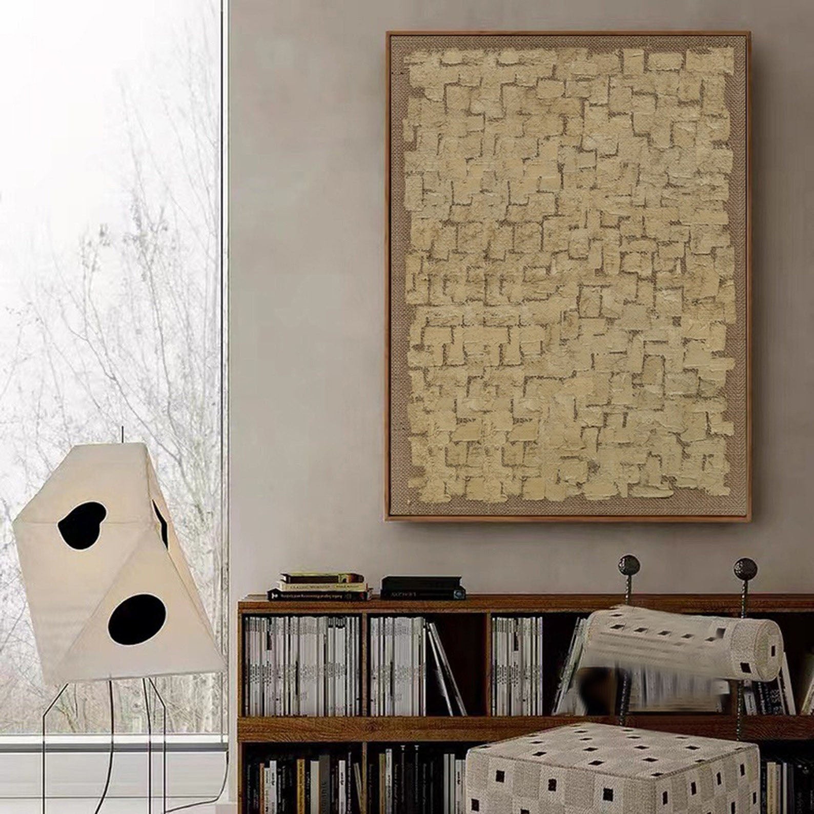 Beige Texture Abstract Oil Painting, Wabi-Sabi Art #TB 038